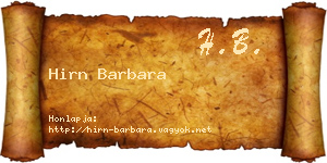 Hirn Barbara névjegykártya